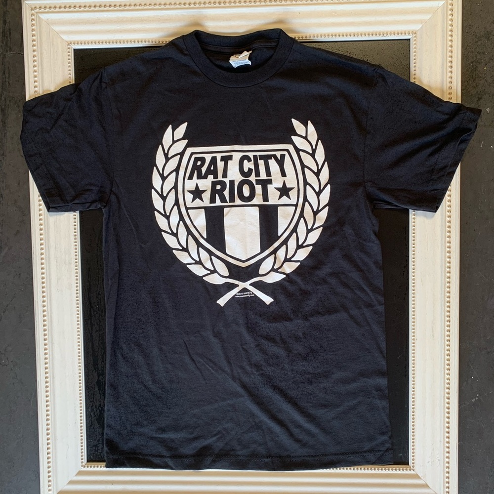Black Rat City Riot T-shirt 2013 Fred Perry Oi Skin head hooligan print. Punk